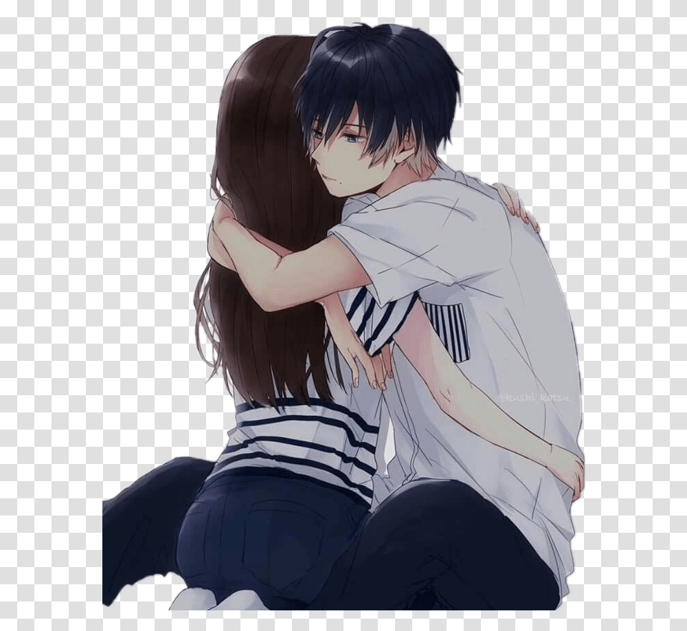 Couple Anime Picture Posted By Samantha Peltier Hugging Cute Anime Couple Hug, Manga, Comics, Book, Person Transparent Png