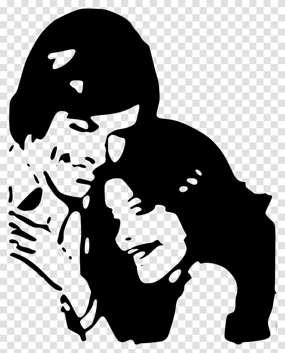 Couple Black And White Clipart, Stencil, Face, Person, Human Transparent Png