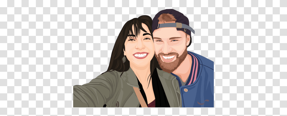 Couple Cartoon Turn Photo Into Cartoon, Person, Face, Dating, Smile Transparent Png