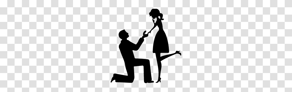 Couple Clipart Engagement, Silhouette, Person, Human, Kneeling Transparent Png