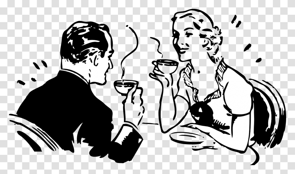 Couple Clipart People Drinking Coffee Clipart, Stencil, Person, Human, Silhouette Transparent Png