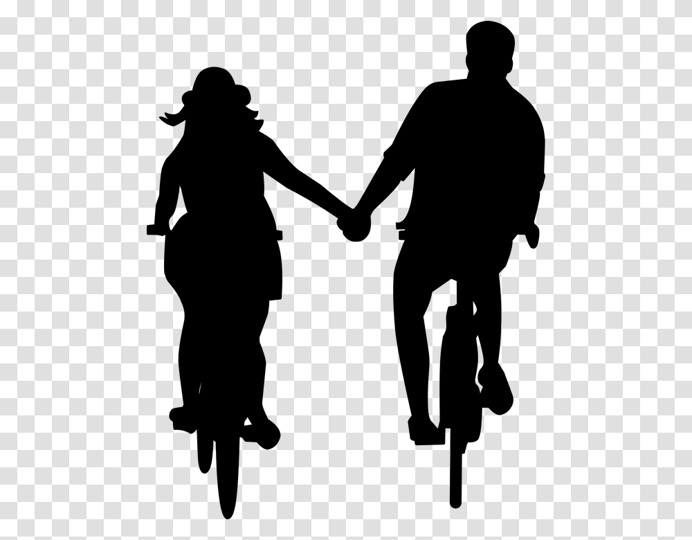 Couple Dating Cycle Bicycle Fun Holiday Vintage Couple On Bicycle Silhouette, Gray, World Of Warcraft Transparent Png