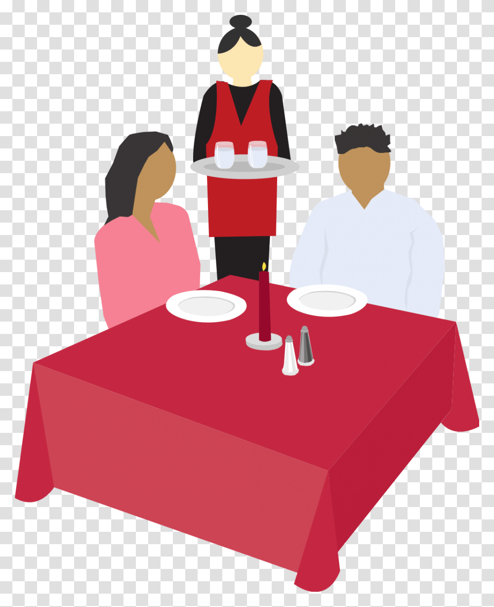 Couple Dining Clip Art, Tabletop, Furniture, Person, Tablecloth Transparent Png