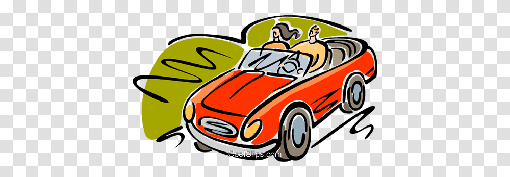 Couple Going For A Drive Royalty Free Vector Clip Art Illustration, Car, Vehicle, Transportation, Automobile Transparent Png
