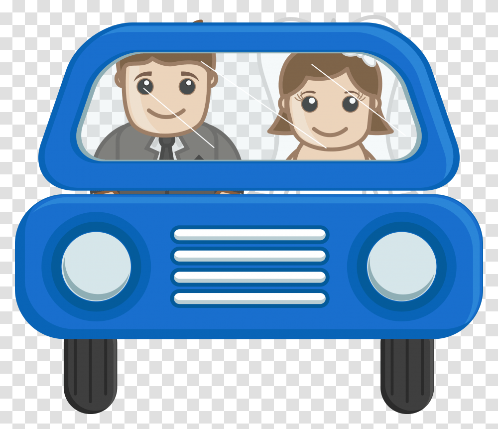 Couple Going In Car Cartoon Vector Clipart Couples In Car, Electronics, Head, Pencil Box, Train Transparent Png