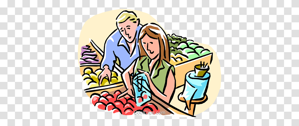Couple Grocery Shopping Royalty Free Vector Clip Art Illustration, Market, Bazaar, Supermarket, Grocery Store Transparent Png