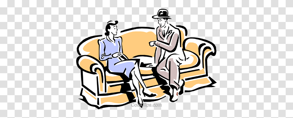 Couple Having A Conversation Royalty Free Vector Clip Art, Person, Sitting, Chair, Furniture Transparent Png