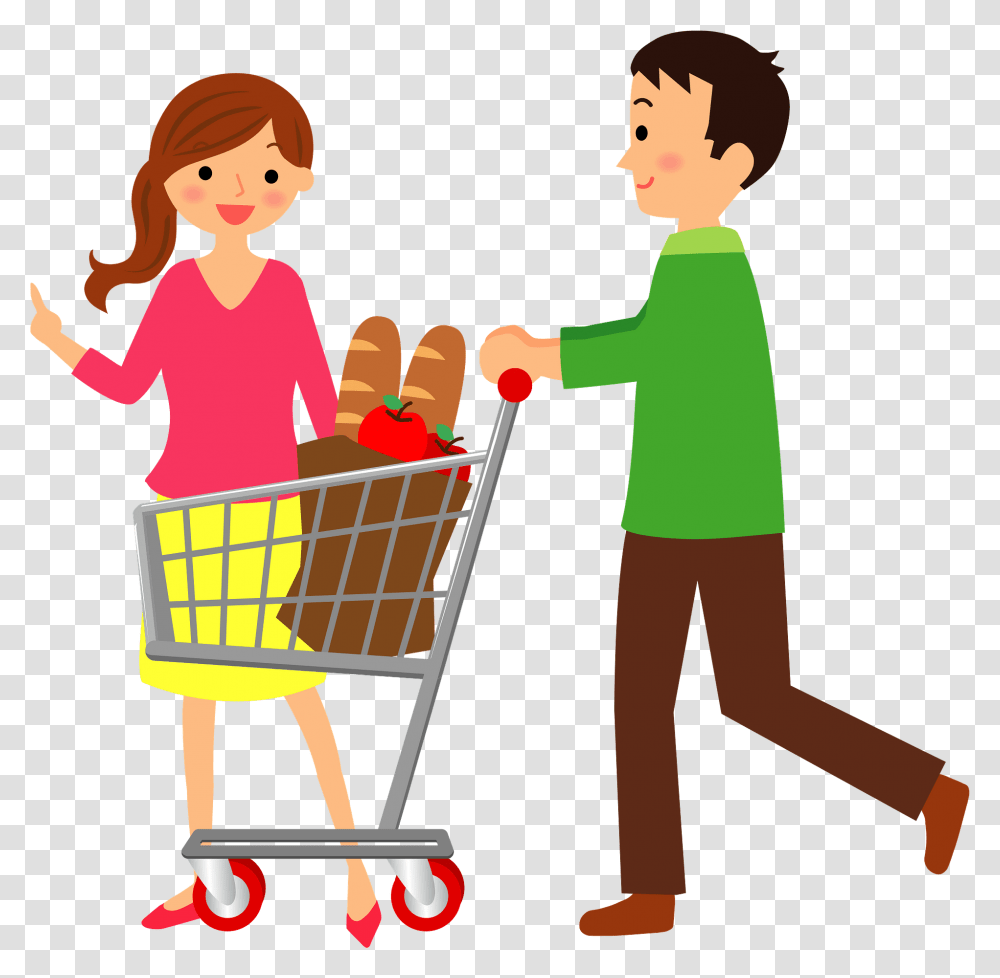 Couple Is Shopping Clipart Free Download Mother And Daughter Shopping Clipart, Person, Human, Shopping Cart, People Transparent Png