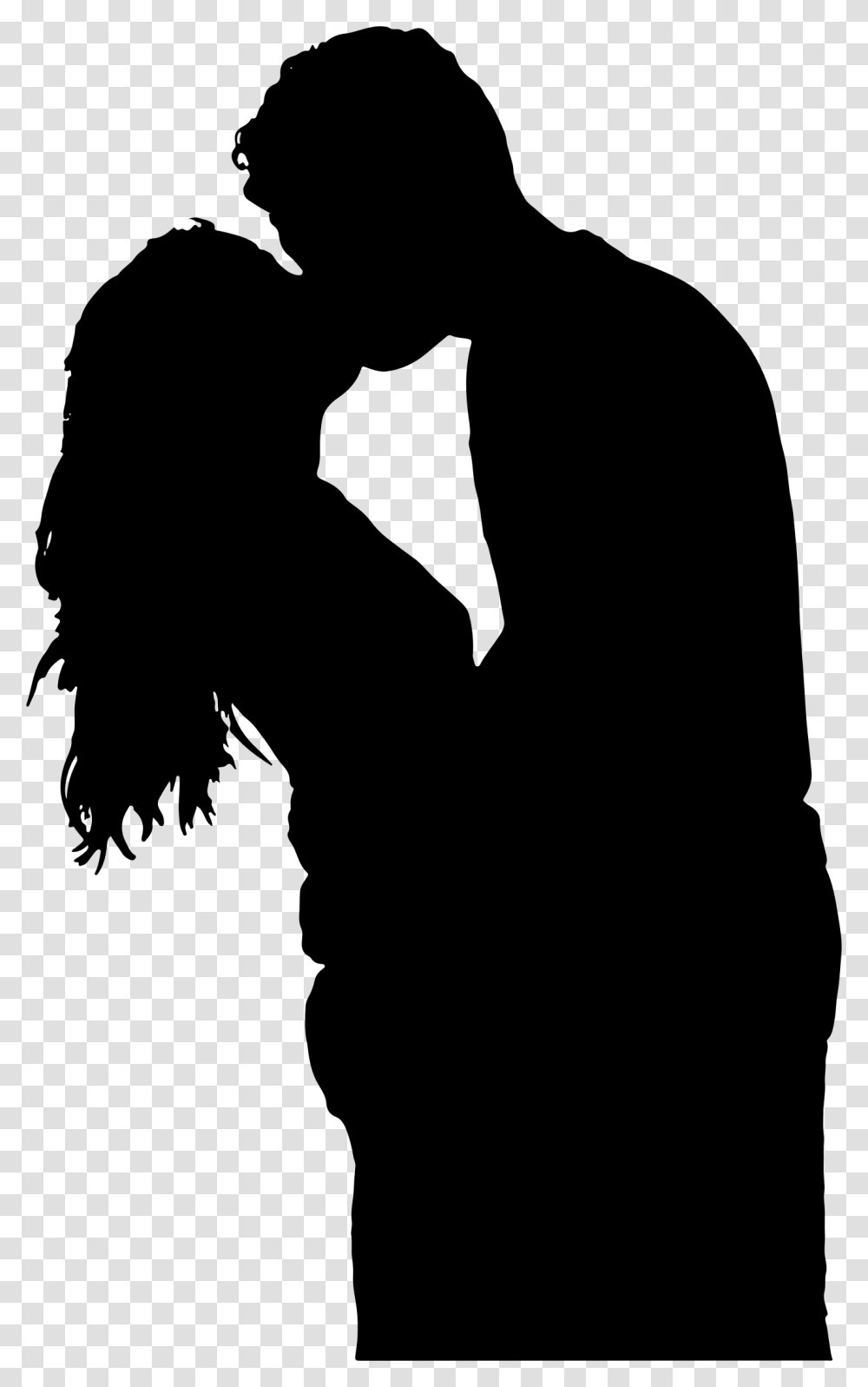 Couple Kissing Silhouette Cartoon Man And Woman Kissing Silhouette, Gray, World Of Warcraft Transparent Png