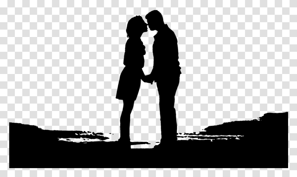 Couple Kissing Silhouette Love Kiss Man Woman Man And Woman Kissing Silhouette, Gray Transparent Png