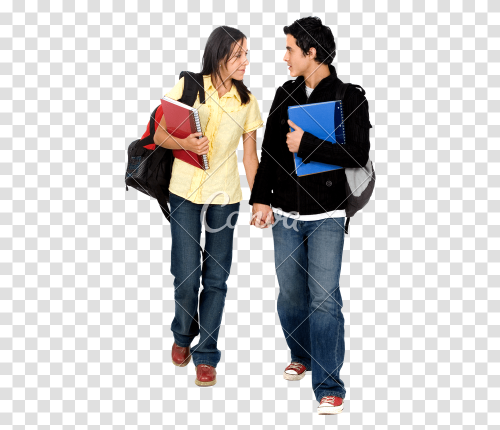 Couple Of Students Wal People Walking White Background, Person, Pants, Female Transparent Png