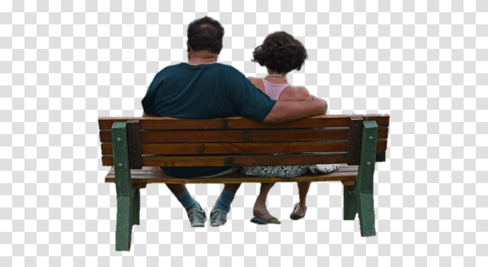 Couple On A Bench Hind View Couple On Bench, Furniture, Sitting, Person, Park Bench Transparent Png