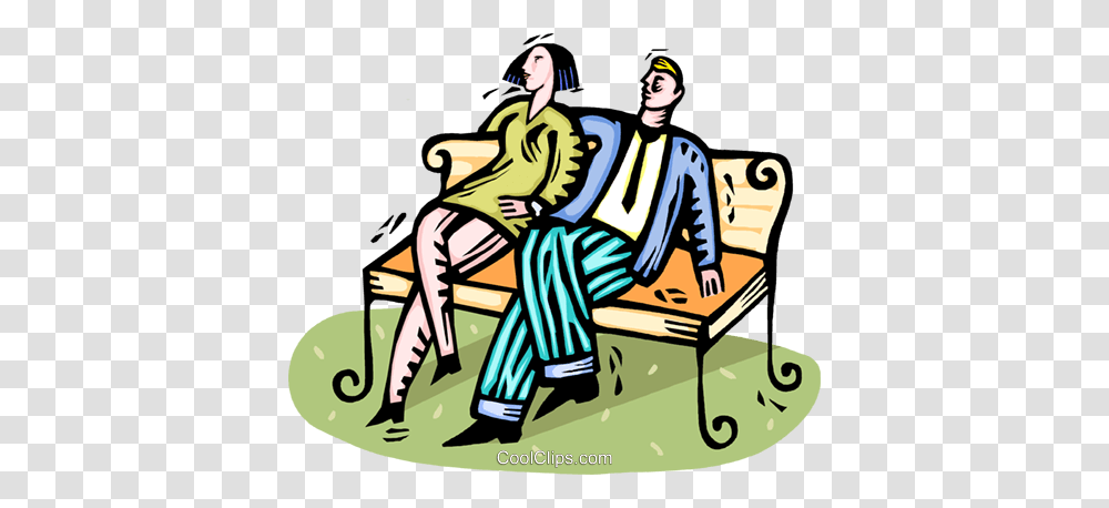 Couple On A Bench Royalty Free Vector Clip Art Illustration, Person, Bus Stop, Book, Video Gaming Transparent Png