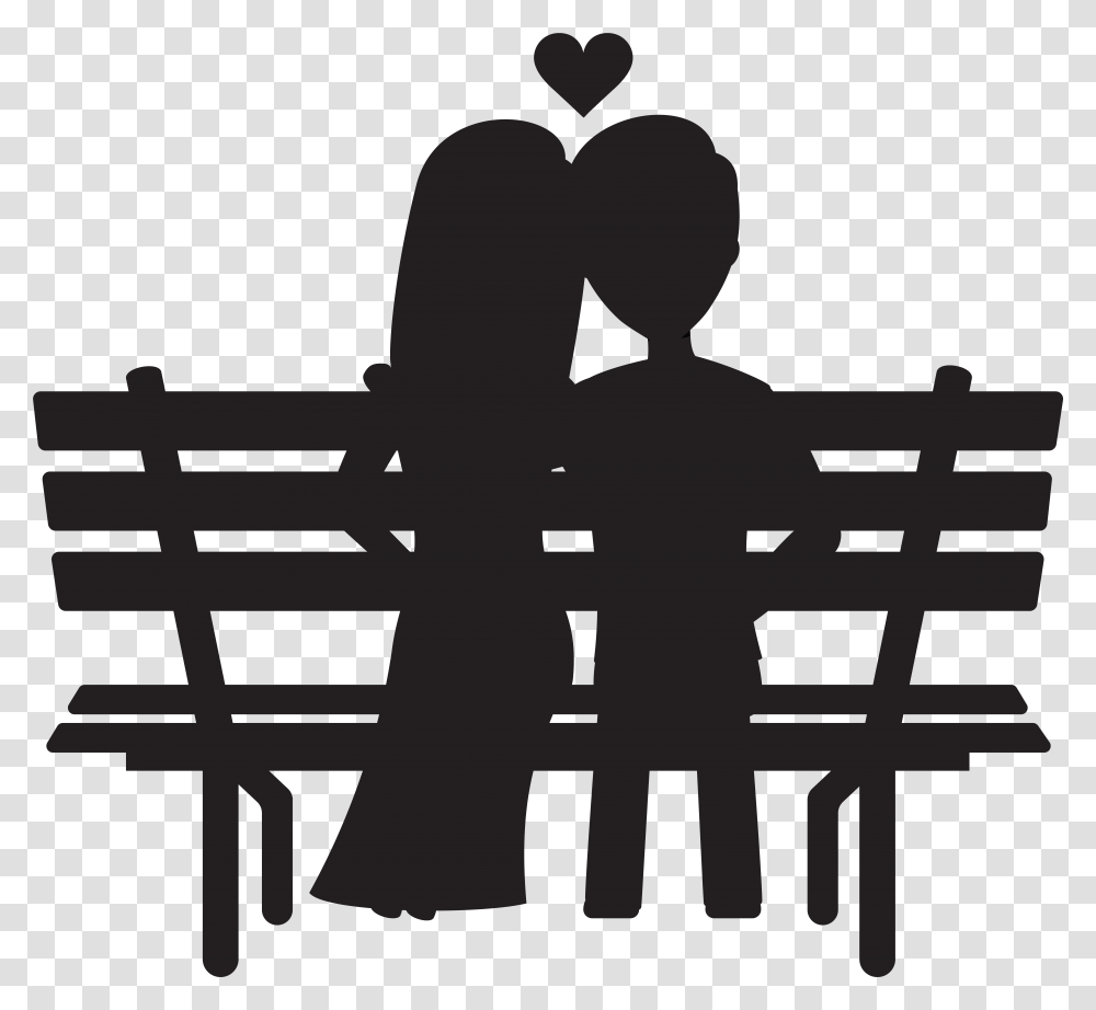 Couple On Bench Silhouettes Image Clipart, Alphabet, Photography Transparent Png