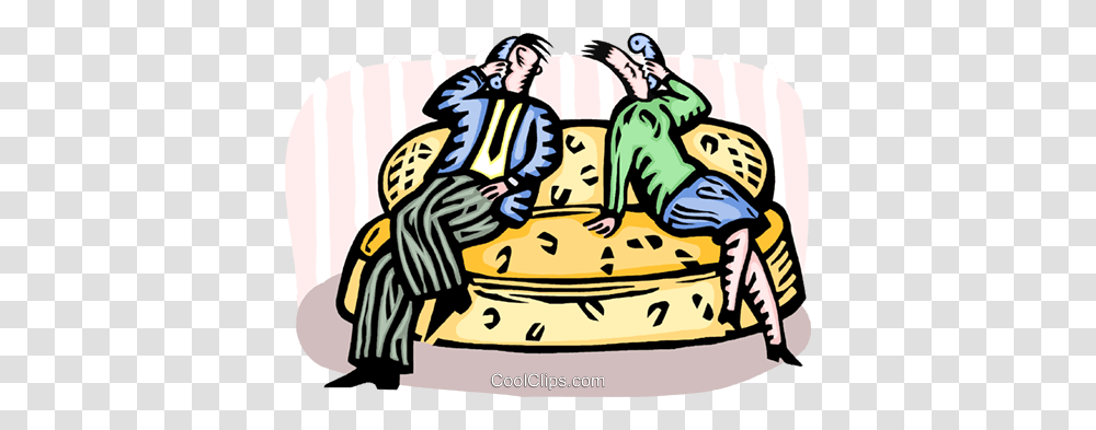 Couple On The Couch Talking On The Phone Royalty Free Vector Clip, Person, Vehicle, Transportation, People Transparent Png