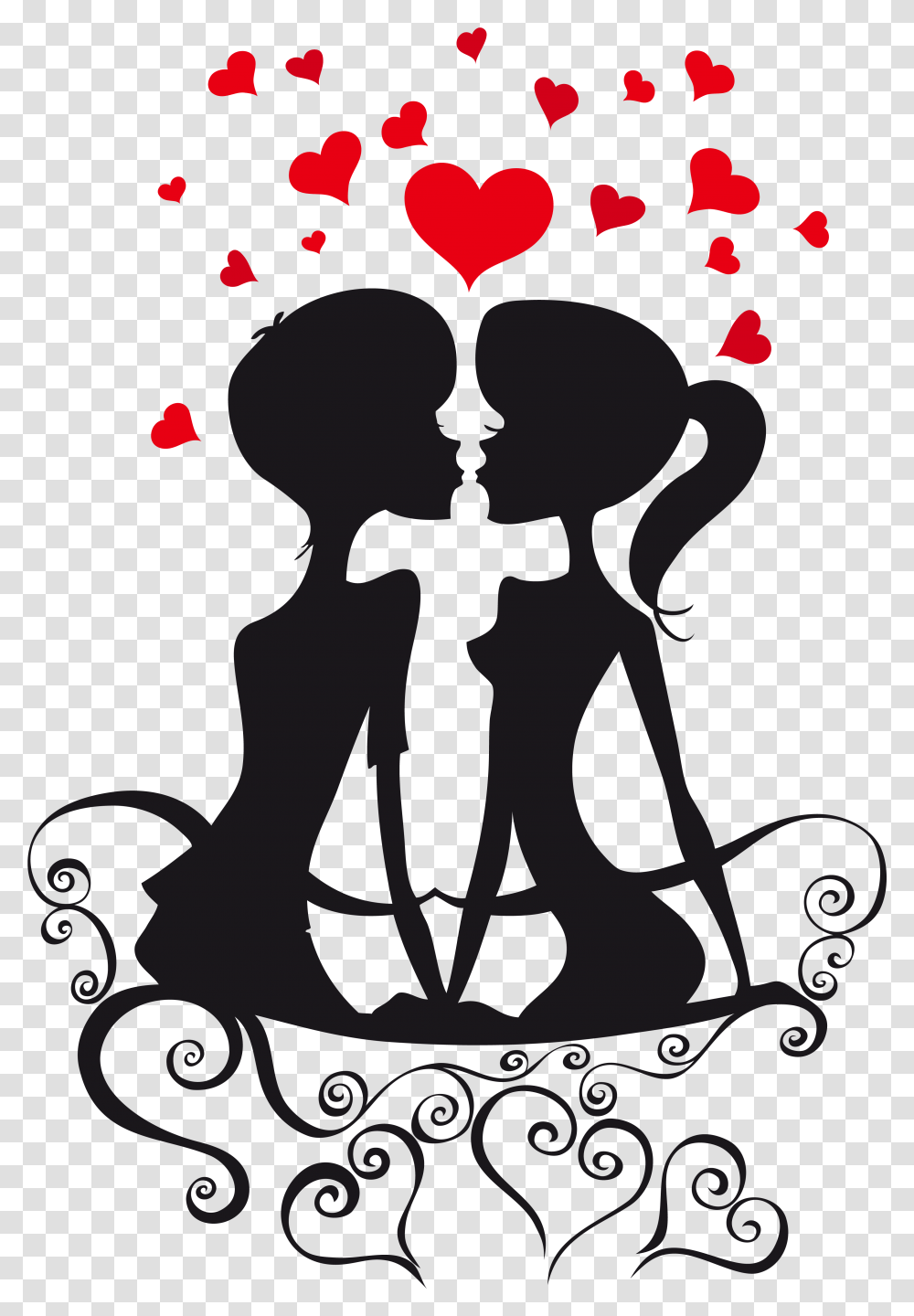 Couple Pic In Black Shadow, Poster, Advertisement, Silhouette Transparent Png