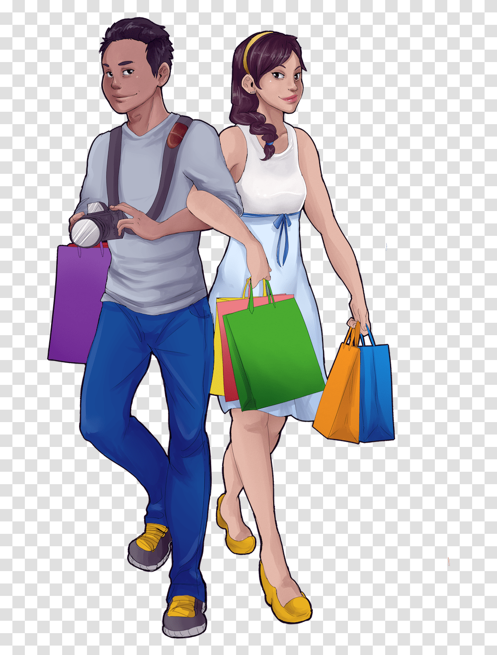 Couple Portrait Of Jay And David Traveling By Arurmz Illustration, Person, Human, Shopping, People Transparent Png
