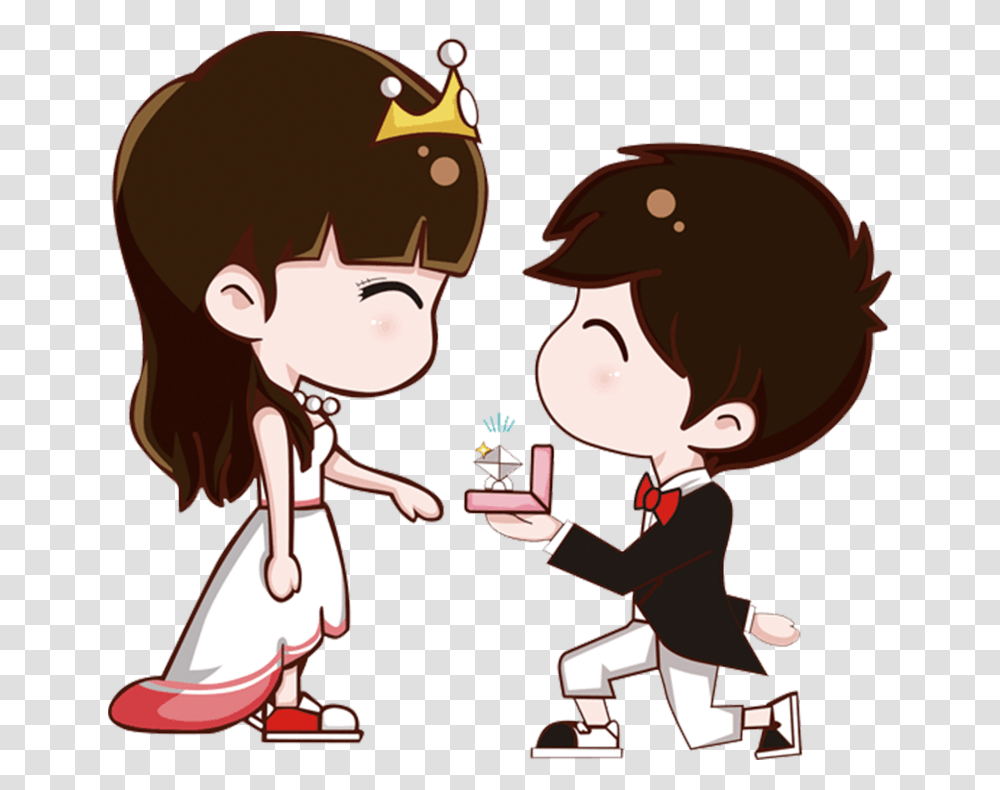 Couple Propose Couple Pic Cartoon Propose, Person, Human, Female, Girl Transparent Png
