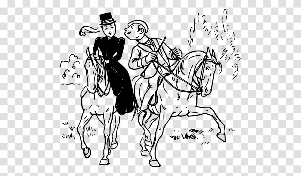 Couple Riding Horses Svg Clip Arts Couple The Horse Vector Free, Person, Mammal, Animal, Drawing Transparent Png