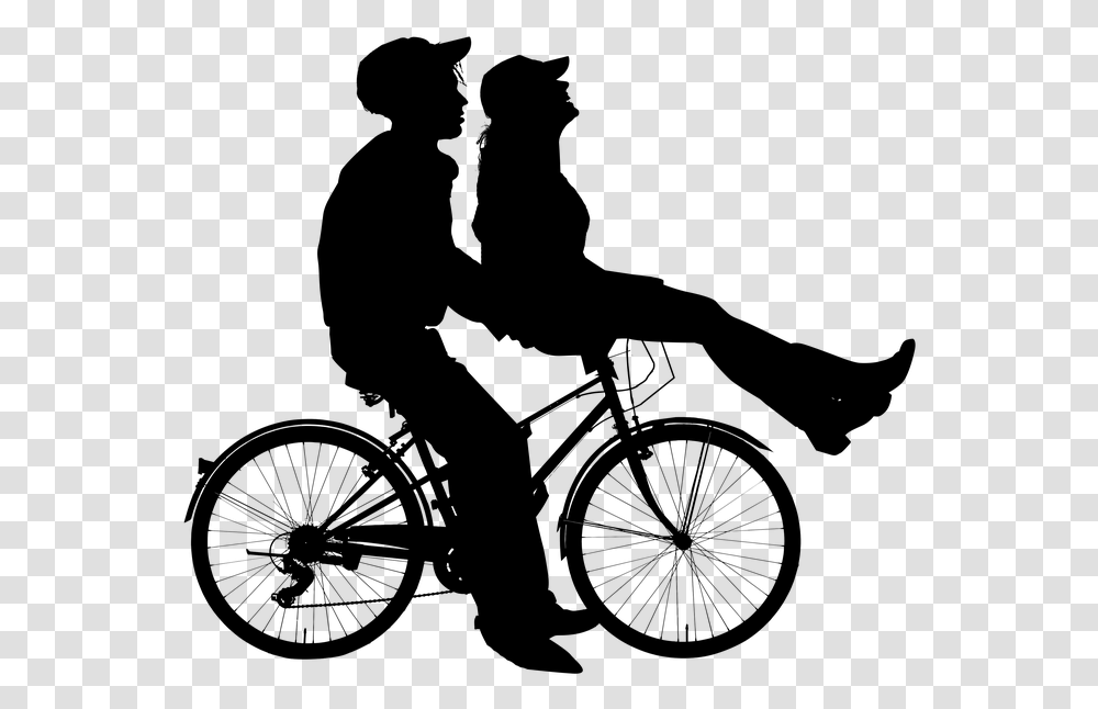 Couple Silhouette Love Rom Romantic People Couple On Bicycle, Gray, World Of Warcraft Transparent Png
