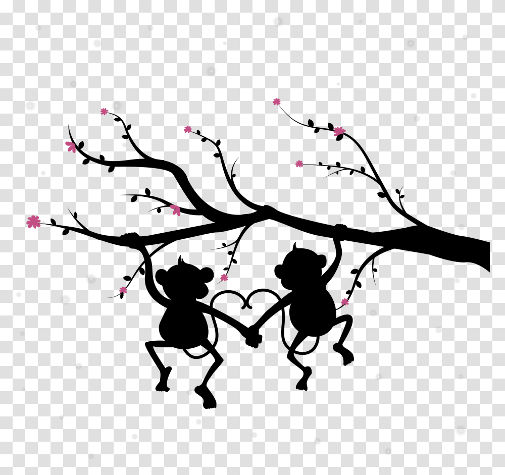 Couple Silhouette Monkey Monkey Silhouette, Confetti, Paper, Astronomy, Outer Space Transparent Png