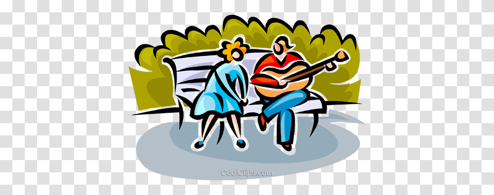 Couple Sitting On A Park Bench Royalty Free Vector Clip Art, Musician, Musical Instrument, Crowd, Music Band Transparent Png