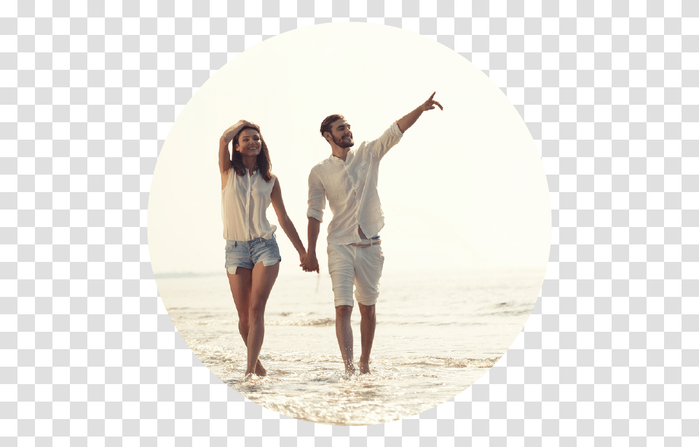 Couple Walking Down Beach Holding Hands Vacation, Person, Human, People, Shorts Transparent Png