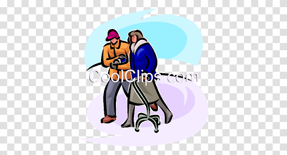 Couple Walking In The Cold With A Walker Royalty Free Vector Clip, Person, Human, Poster, Advertisement Transparent Png