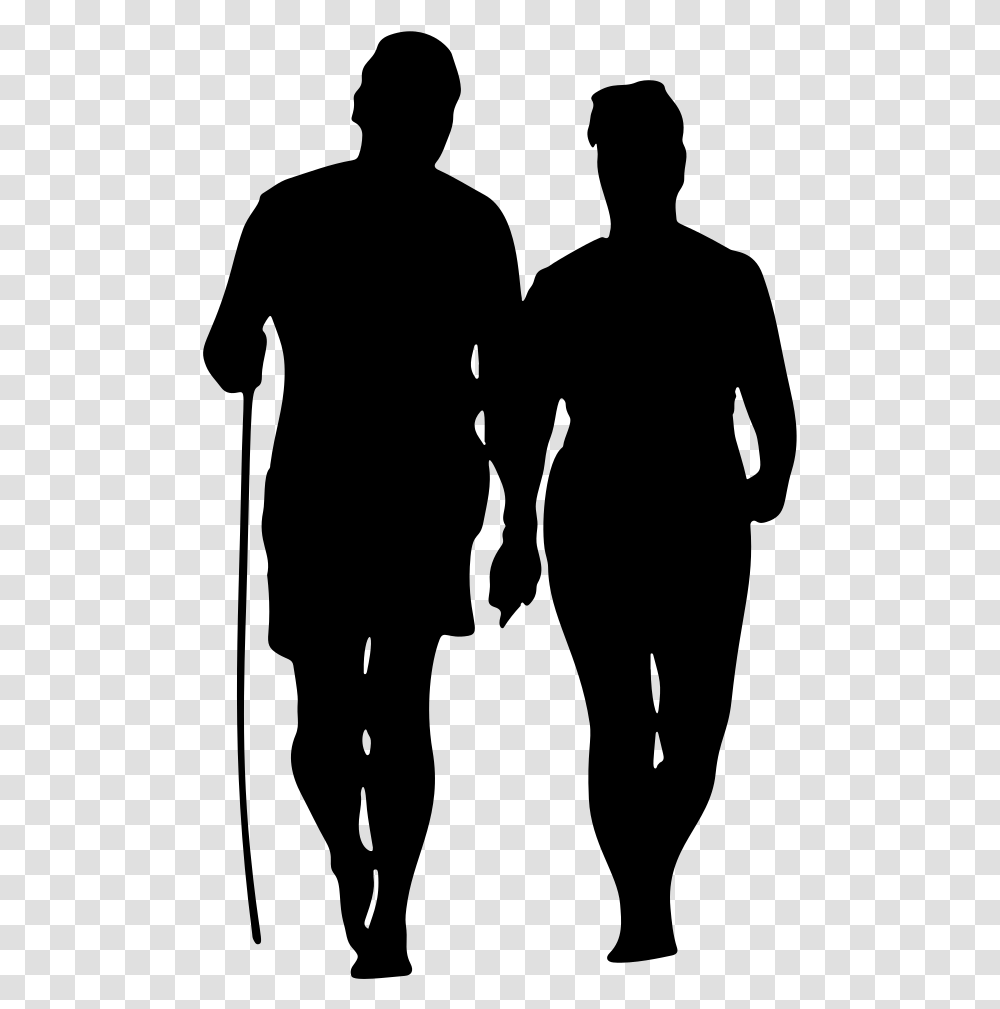 Couple Walking On Beach Silhouette, Gray, World Of Warcraft Transparent Png