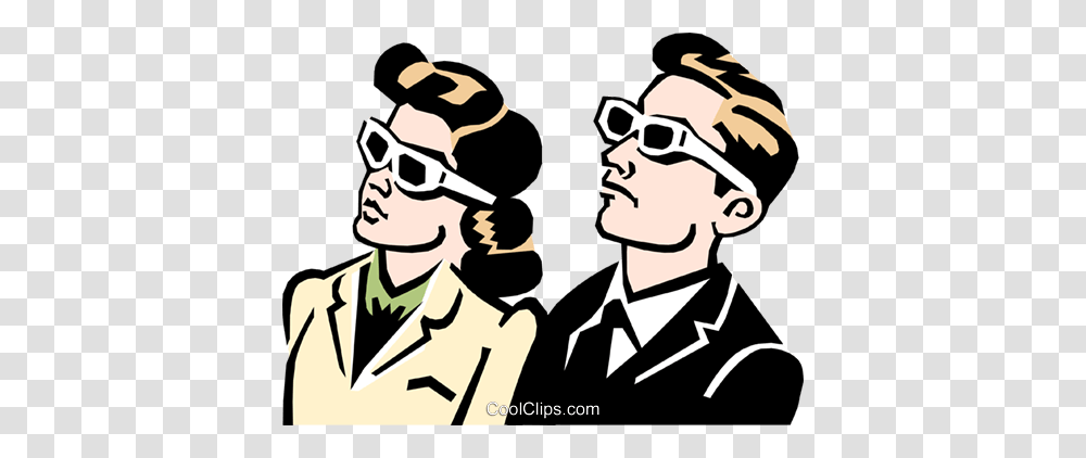 Couple Watching Movie Royalty Free Vector Clip Art Illustration, Person, Goggles, Accessories, Performer Transparent Png