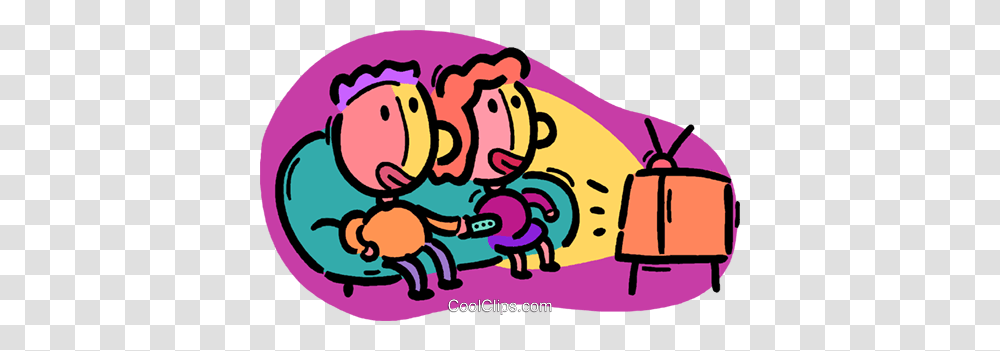 Couple Watching Television Royalty Free Vector Clip Art, Purple, Doodle, Drawing Transparent Png