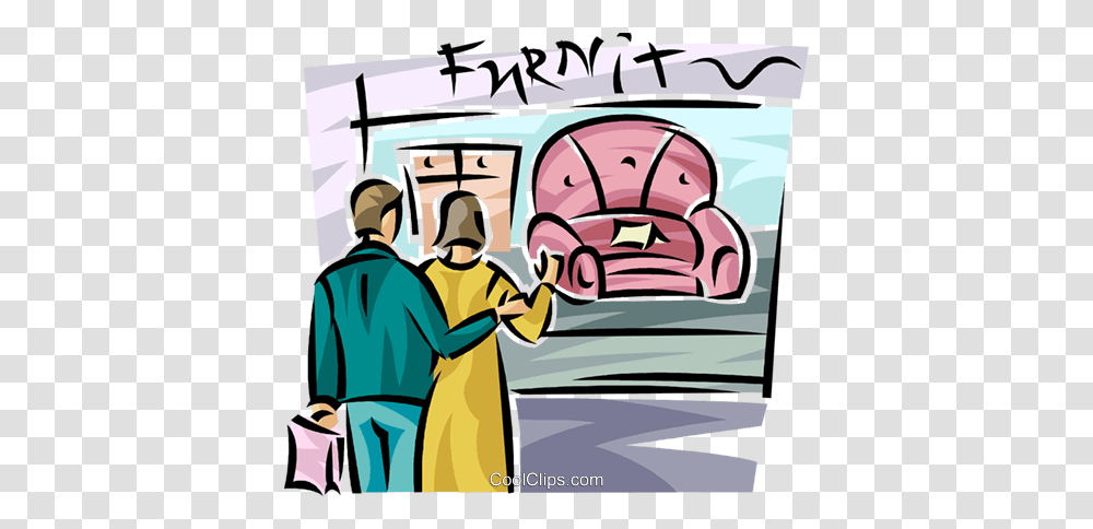 Couple Window Shopping For Furniture Royalty Free Vector Clip Art, Person, Poster, Cushion, Book Transparent Png