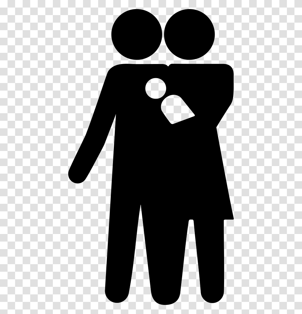 Couple With Baby, Silhouette, Stencil, Sleeve Transparent Png