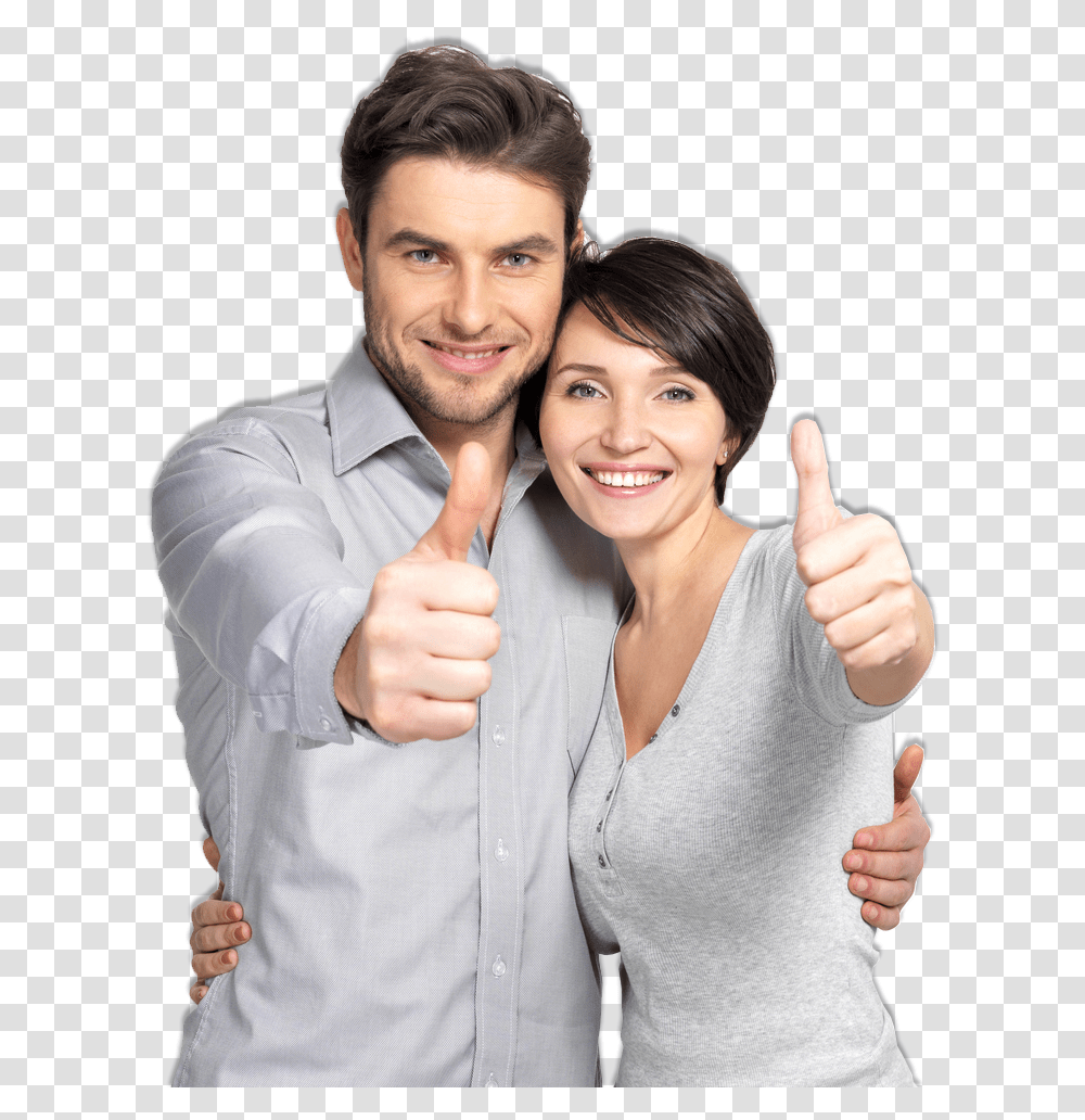 Couple With Thumbs Up, Person, Finger, Human, Portrait Transparent Png
