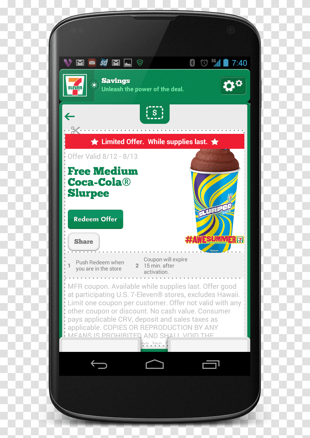 Coupon Free Medium Coca Cola Slurpee Smartphone, Mobile Phone, Electronics, Cell Phone, Text Transparent Png