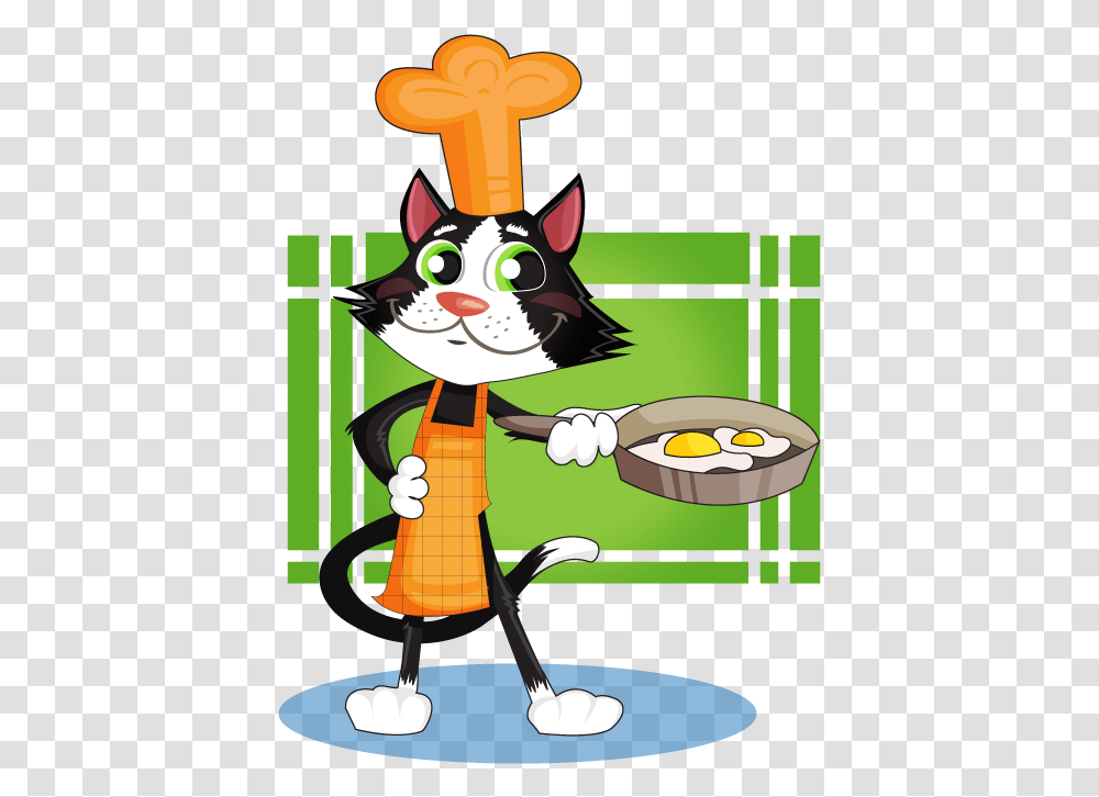 Courtesy Clipart Cooking Cat Is Cooking Cartoon, Animal, Bird, Apparel Transparent Png