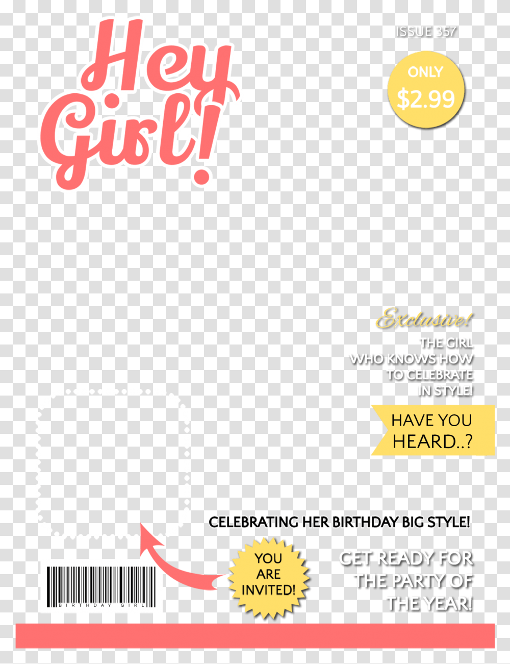 Cover Girl Magazine Template, Advertisement, Flyer, Poster, Paper Transparent Png