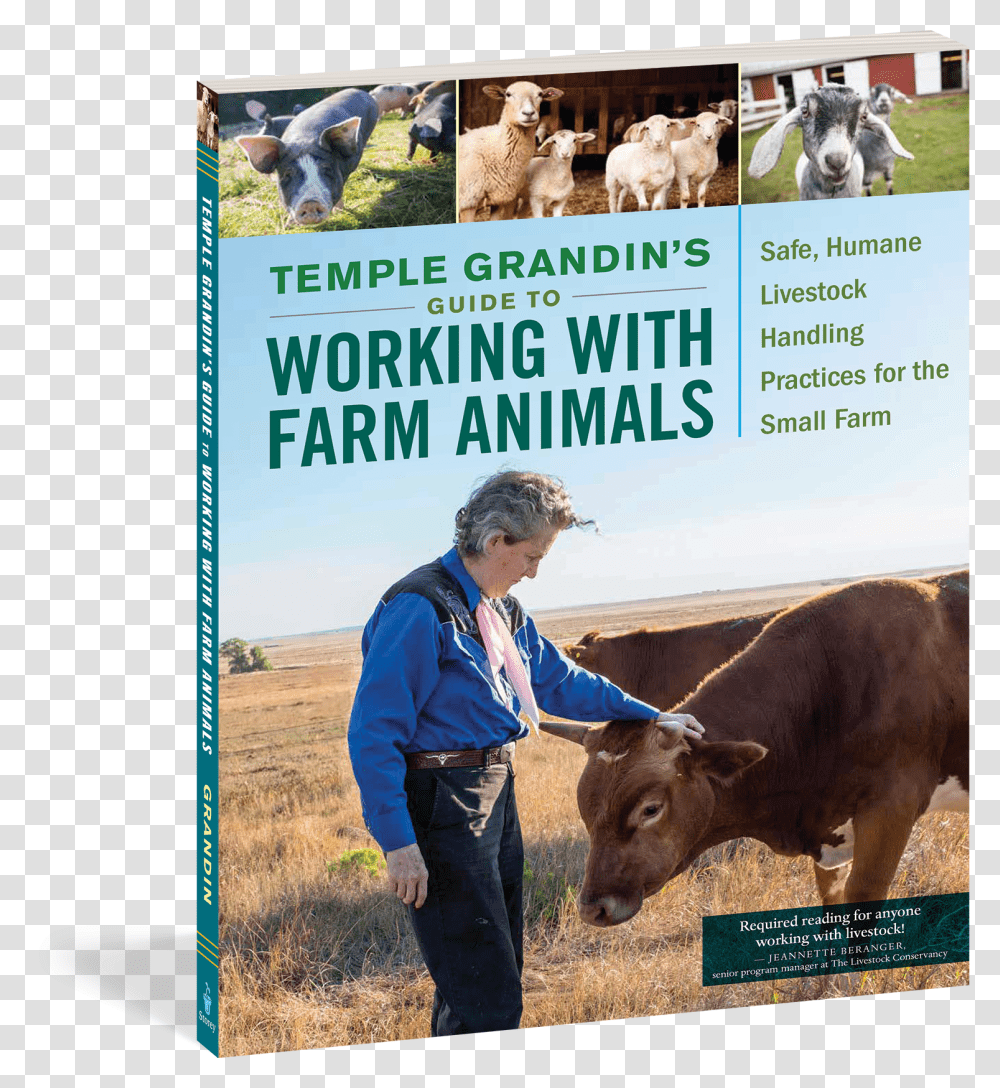 Cover Temple Grandin's Guide To Working With Farm Animals, Person, Cow, Cattle, Mammal Transparent Png