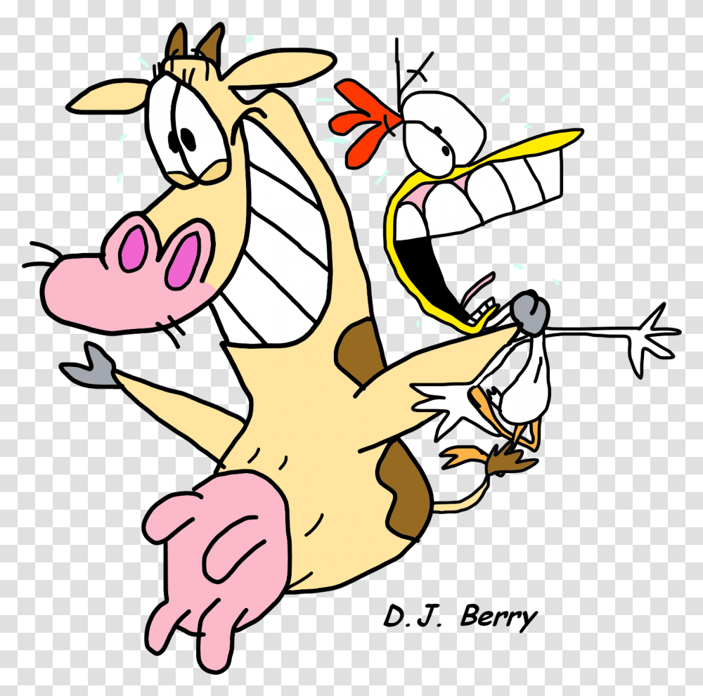 Cow And Chicken Cartoon, Drawing Transparent Png