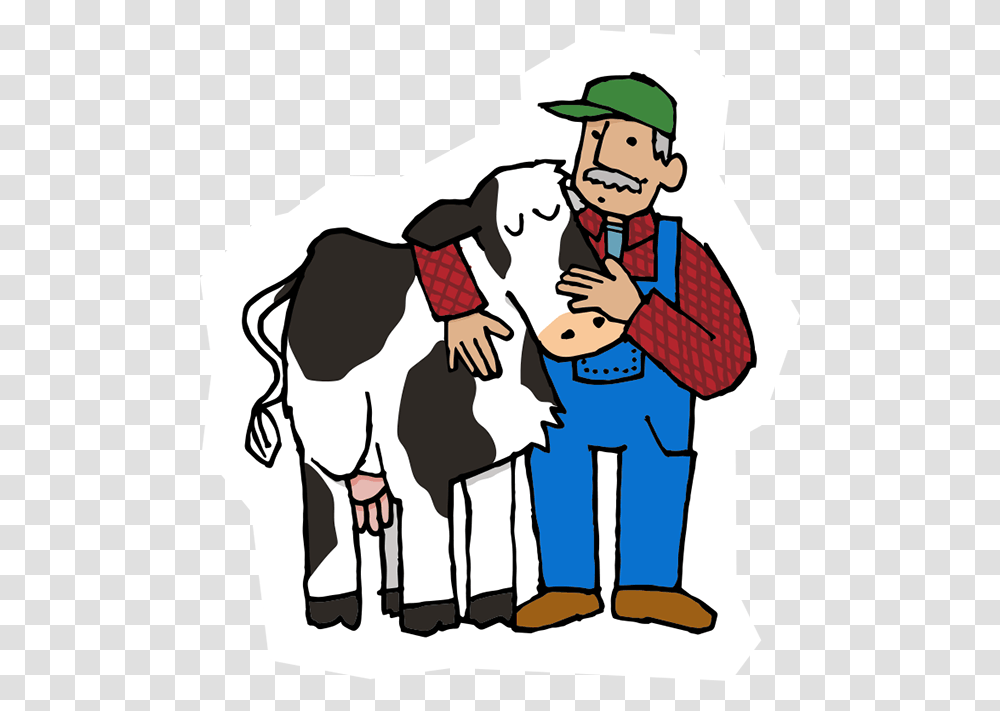 Cow And Farmer 400w Cow And Farmer Clipart, Doctor, Performer, Costume, Hand Transparent Png