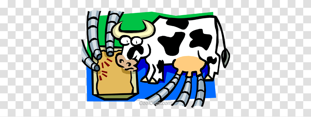 Cow As Cyclical Milking Machine Royalty Free Vector Clip Art, Cattle, Mammal, Animal, Dairy Cow Transparent Png