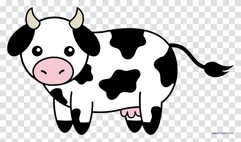 Cow Black White Clip Art, Cattle, Mammal, Animal, Dairy Cow Transparent Png