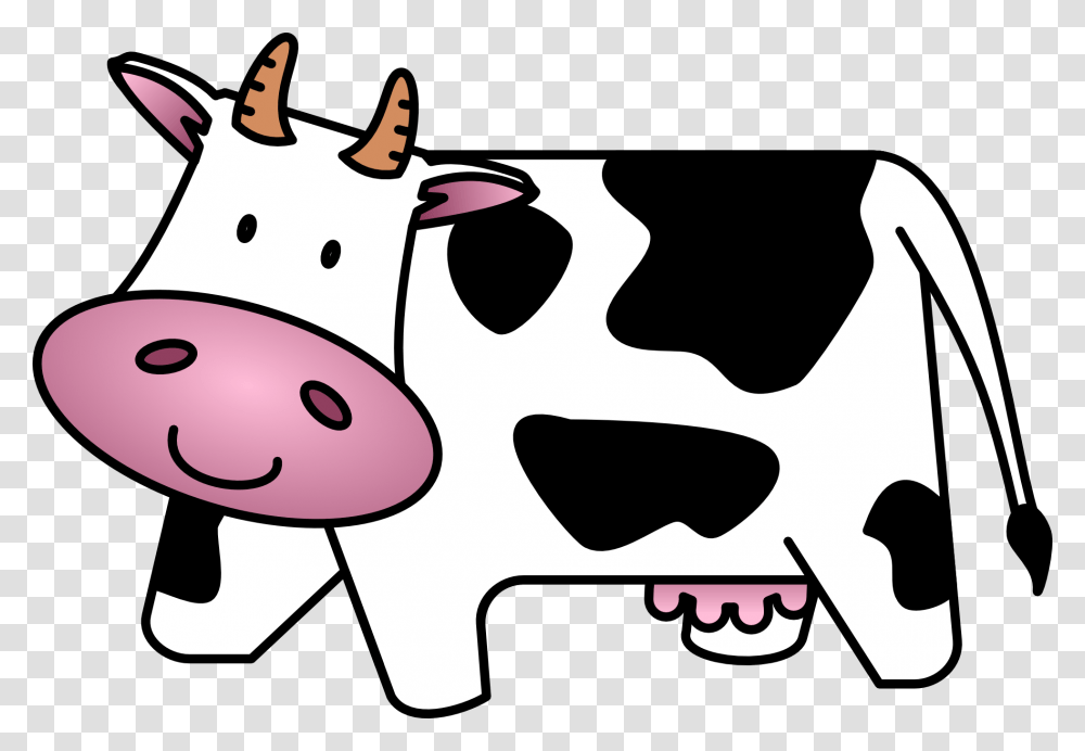 Cow Clipart Black And White, Cattle, Mammal, Animal, Dairy Cow Transparent Png