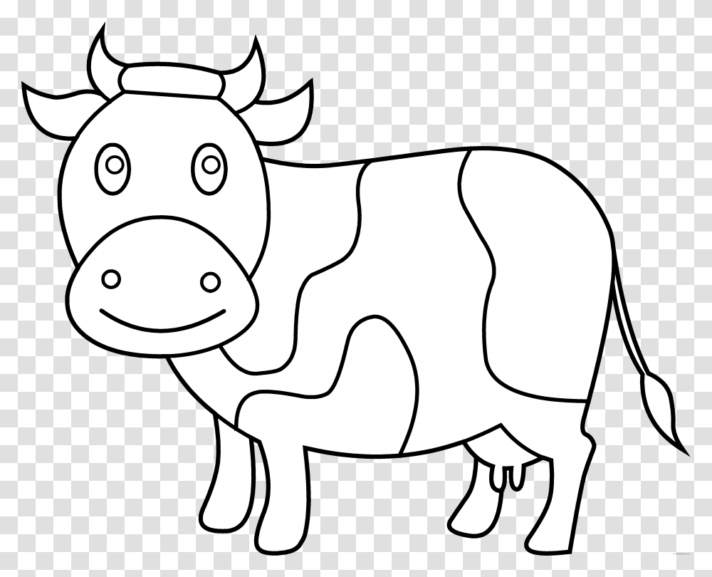 Cow Clipart Colour Cow Clipart Black And White, Animal, Reptile, Mammal, Dinosaur Transparent Png