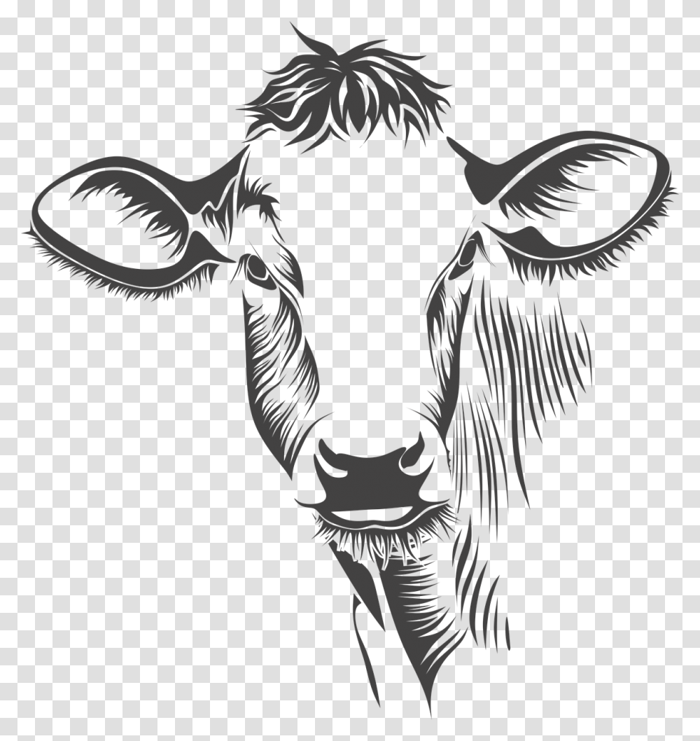 Cow Face On Canvas, Stencil, Silhouette, Person, Human Transparent Png