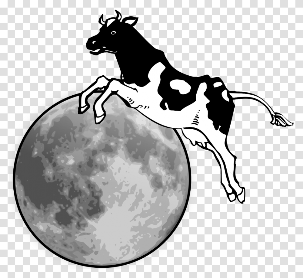 Cow Jumping Over The Moon Clipart, Outdoors, Nature, Outer Space, Night Transparent Png