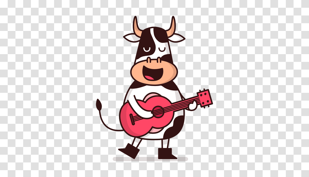 Cow Playing Guitar Cartoon, Leisure Activities, Musical Instrument, Label Transparent Png