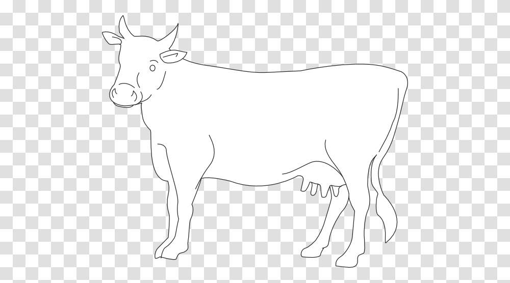 Cow Side View Outline Clip Art, Cattle, Mammal, Animal, Bull Transparent Png