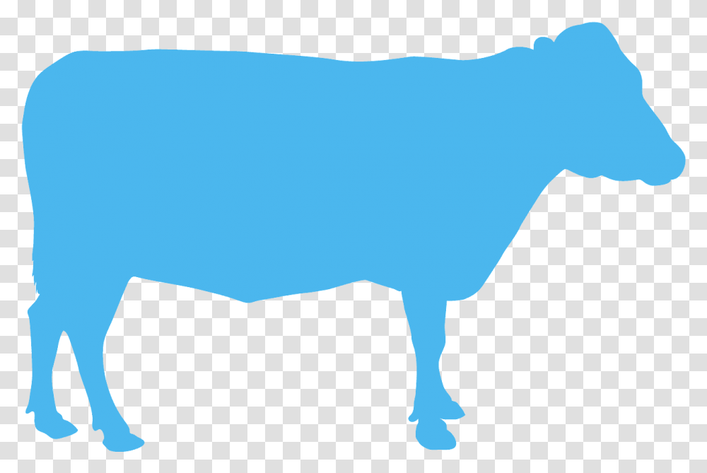 Cow Silhouette Blue, Bull, Mammal, Animal, Cattle Transparent Png