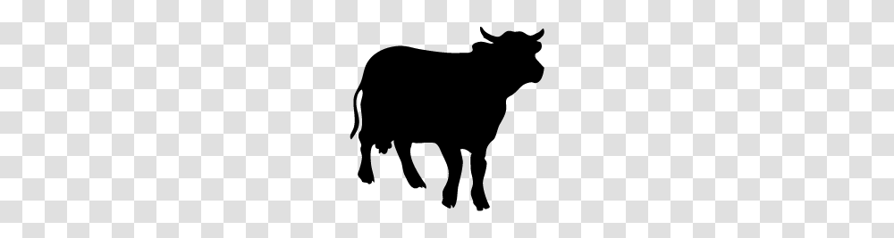 Cow Silhouette Silhouette Of Cow, Bull, Mammal, Animal, Cattle Transparent Png